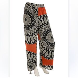 Erin Paige Palazzo Pants Boho Print Wide Leg High Waist Casual Lounge  Size XL